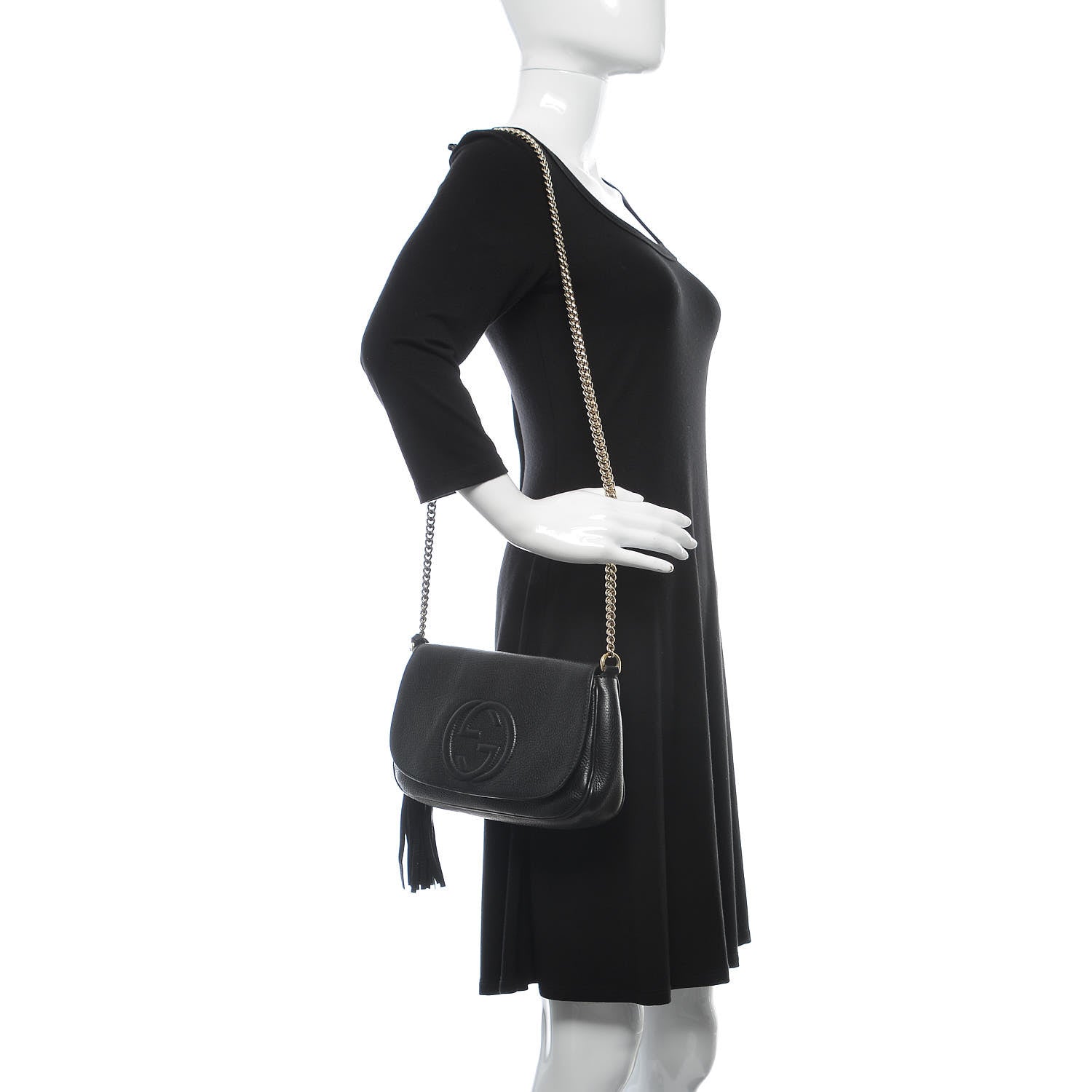 Gucci Pebbled Calfskin Medium Soho Flap Crossbody Black 2 of 12