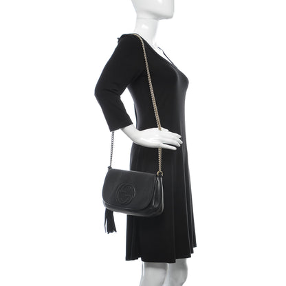 Gucci Pebbled Calfskin Medium Soho Flap Crossbody Black 2 of 12