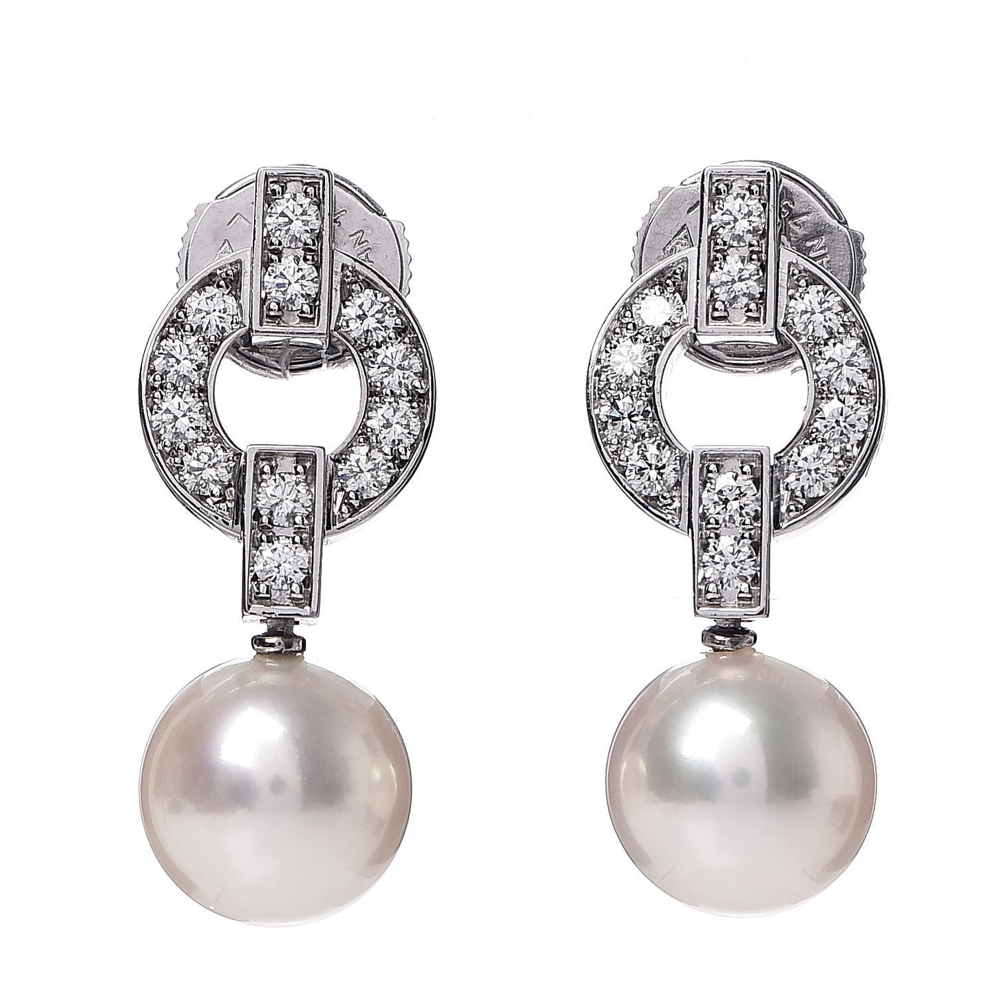 18K White Gold Diamond Akoya Pearl 9mm Himalia Earrings