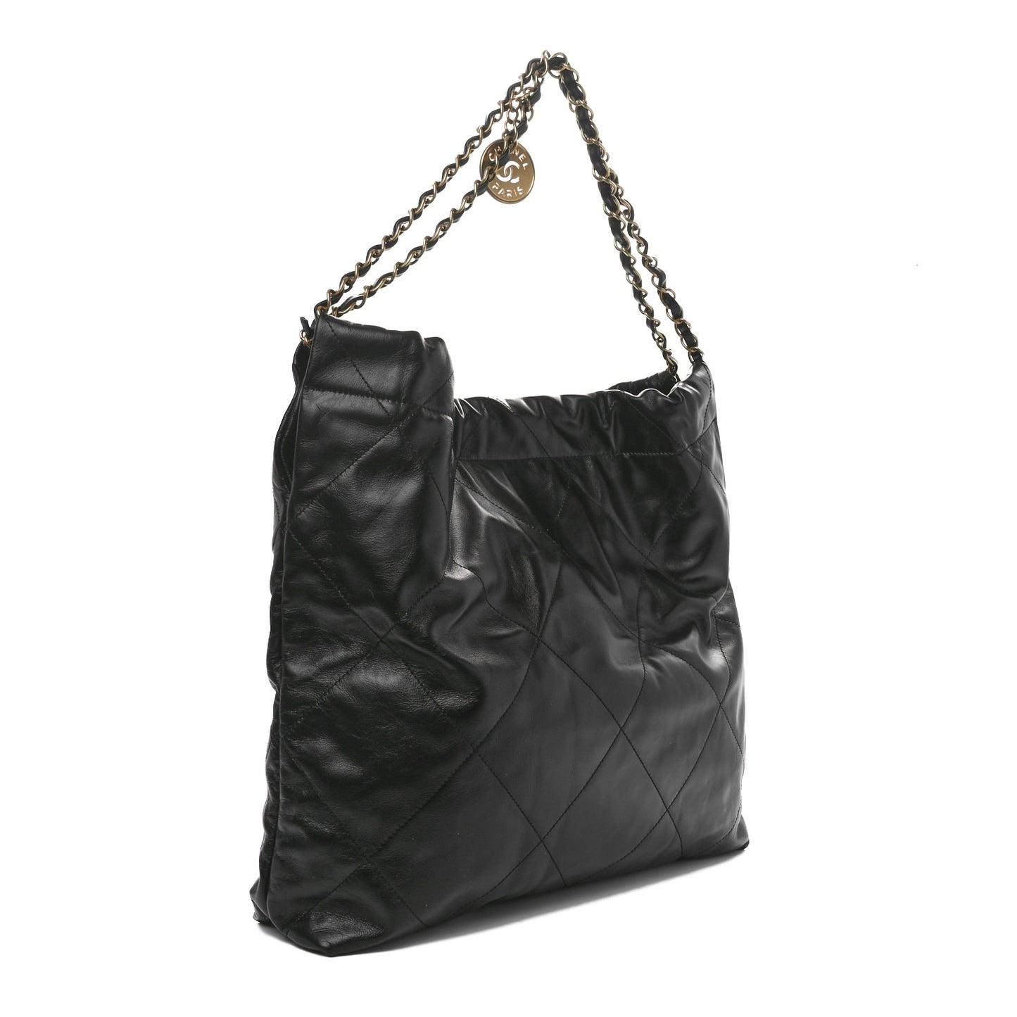 Shiny Calfskin Quilted Chanel 22 Black
