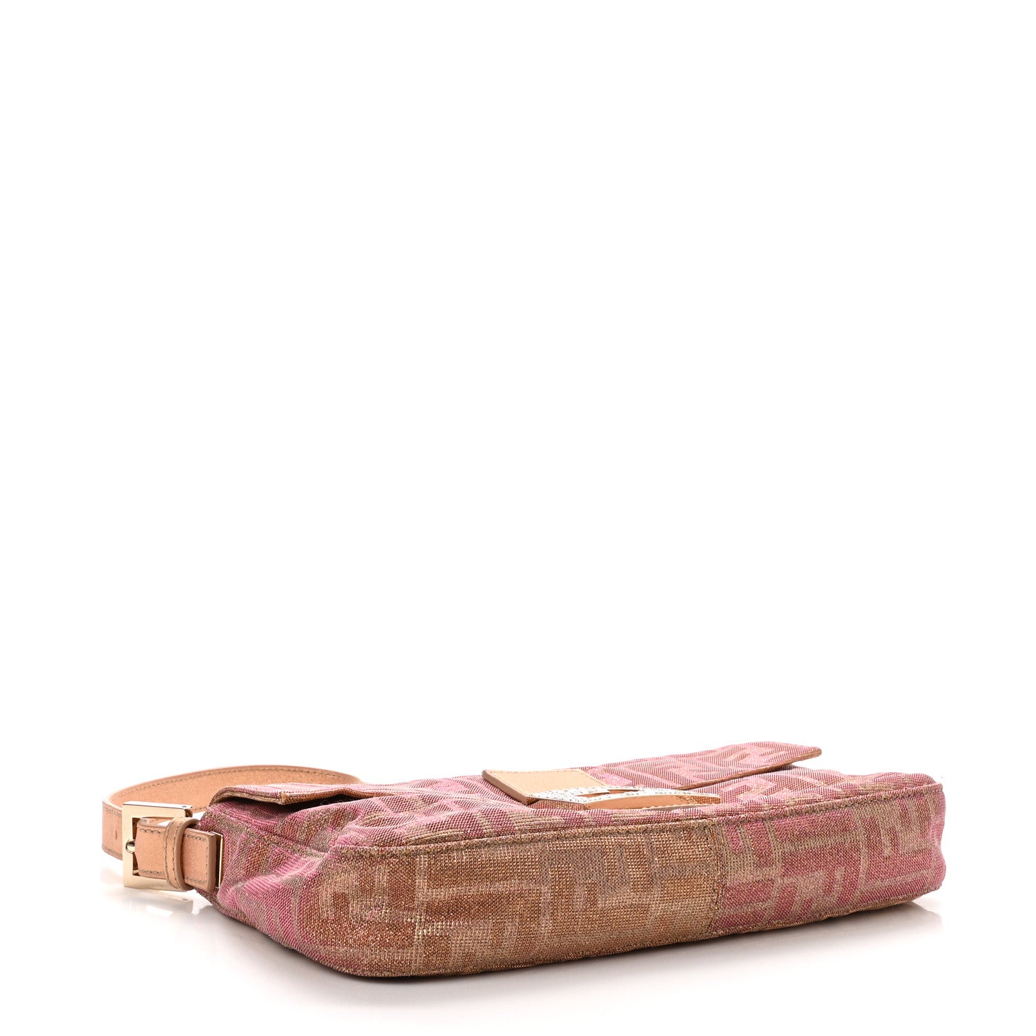 Fendi Metallic Lurex Zucca Vitello Baguette Arancio 4 of 9