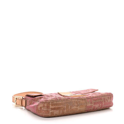 Fendi Metallic Lurex Zucca Vitello Baguette Arancio 4 of 9