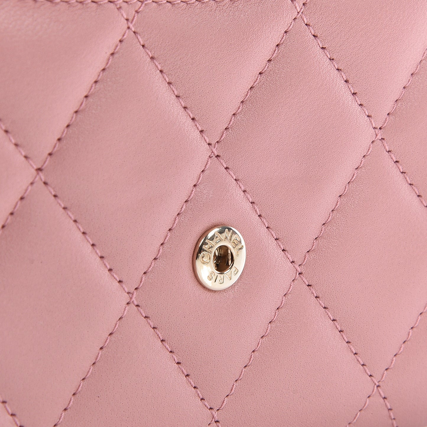 Lambskin Quilted Flap Card Holder Pink