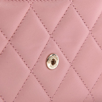 Chanel Lambskin Quilted Flap Card Holder Pink 13 of 15