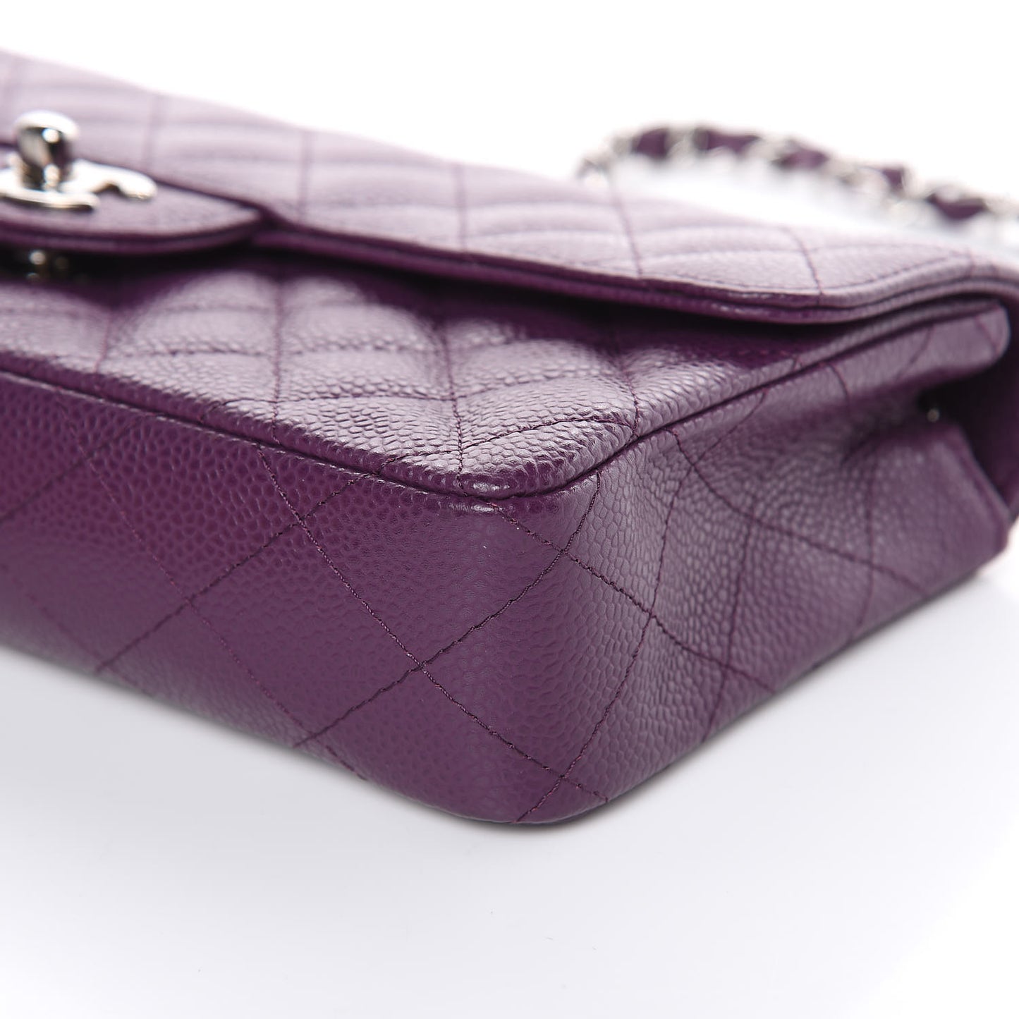 Caviar Quilted East West Flap Purple