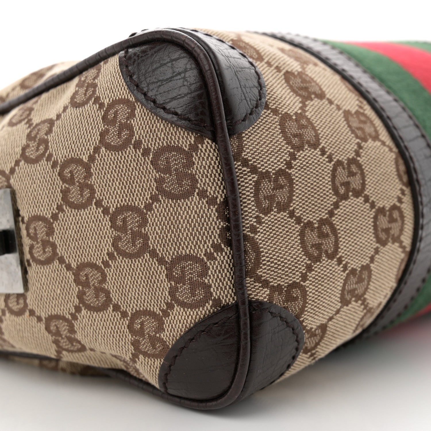 Gucci Monogram Vintage Web Mini Boston Dark Brown 9 of 11