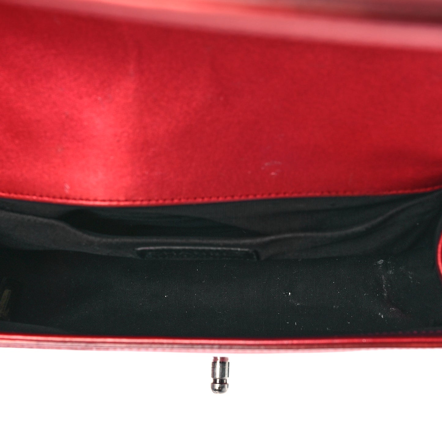 Metallic Patent Calfskin Quilted Medium Boy Flap Red