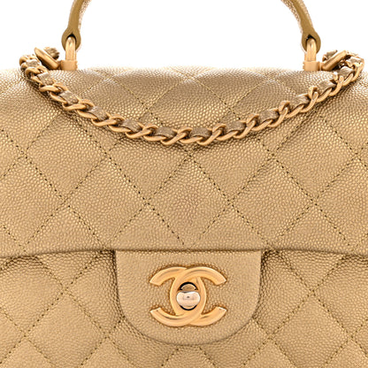 Chanel Metallic Caviar Quilted Mini Top Handle Rectangular Flap Gold 8 of 12