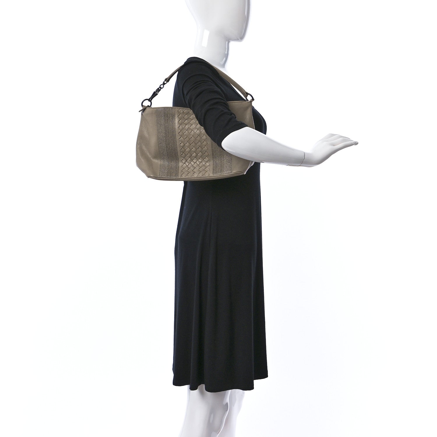 Bottega Veneta Nappa Intrecciato Stitched Small Shoulder Bag Taupe 2 of 10