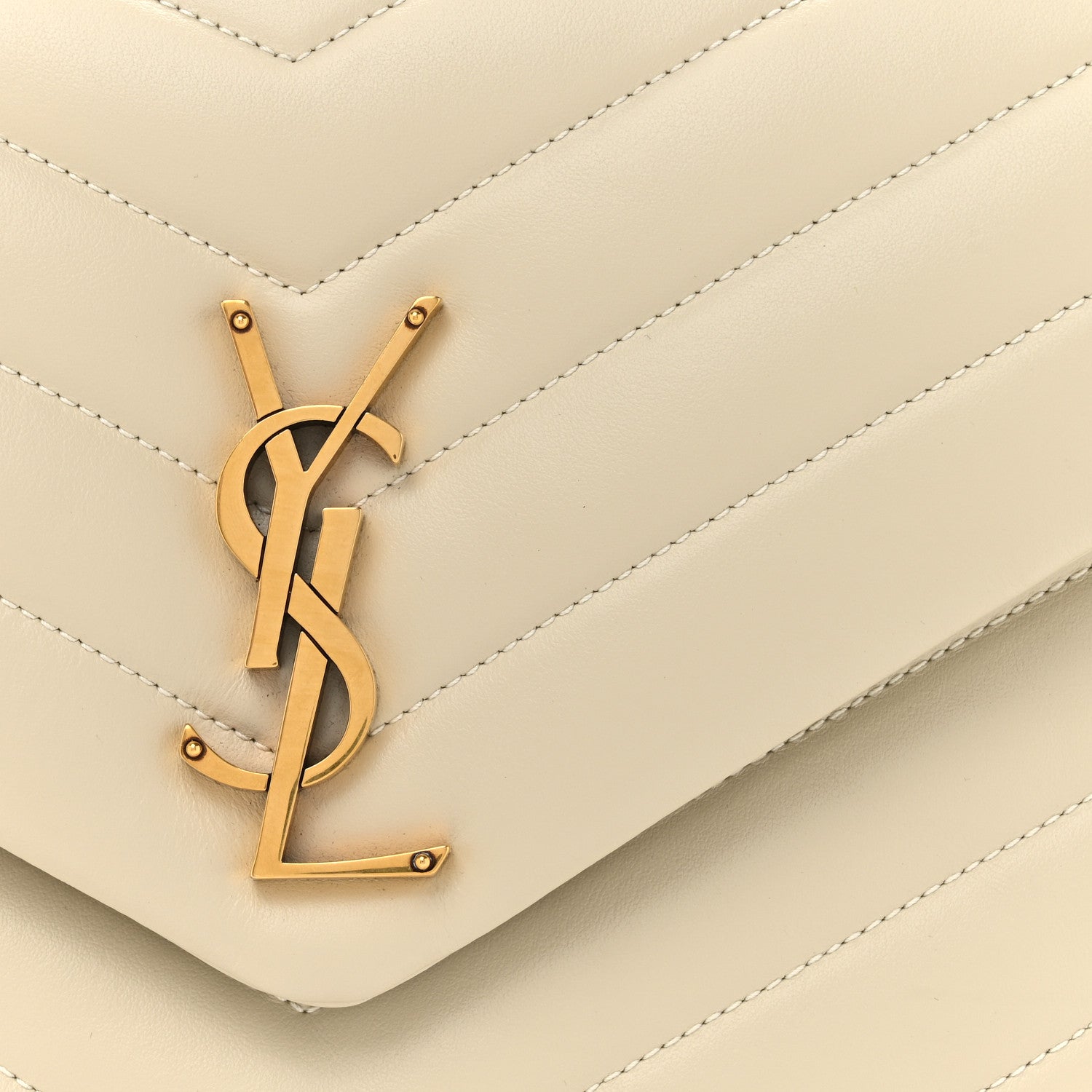 Saint Laurent Calfskin Y Quilted Monogram Medium Loulou Chain Satchel Crema Soft 8 of 10