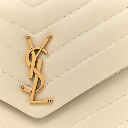 Saint Laurent Calfskin Y Quilted Monogram Medium Loulou Chain Satchel Crema Soft 8 of 10