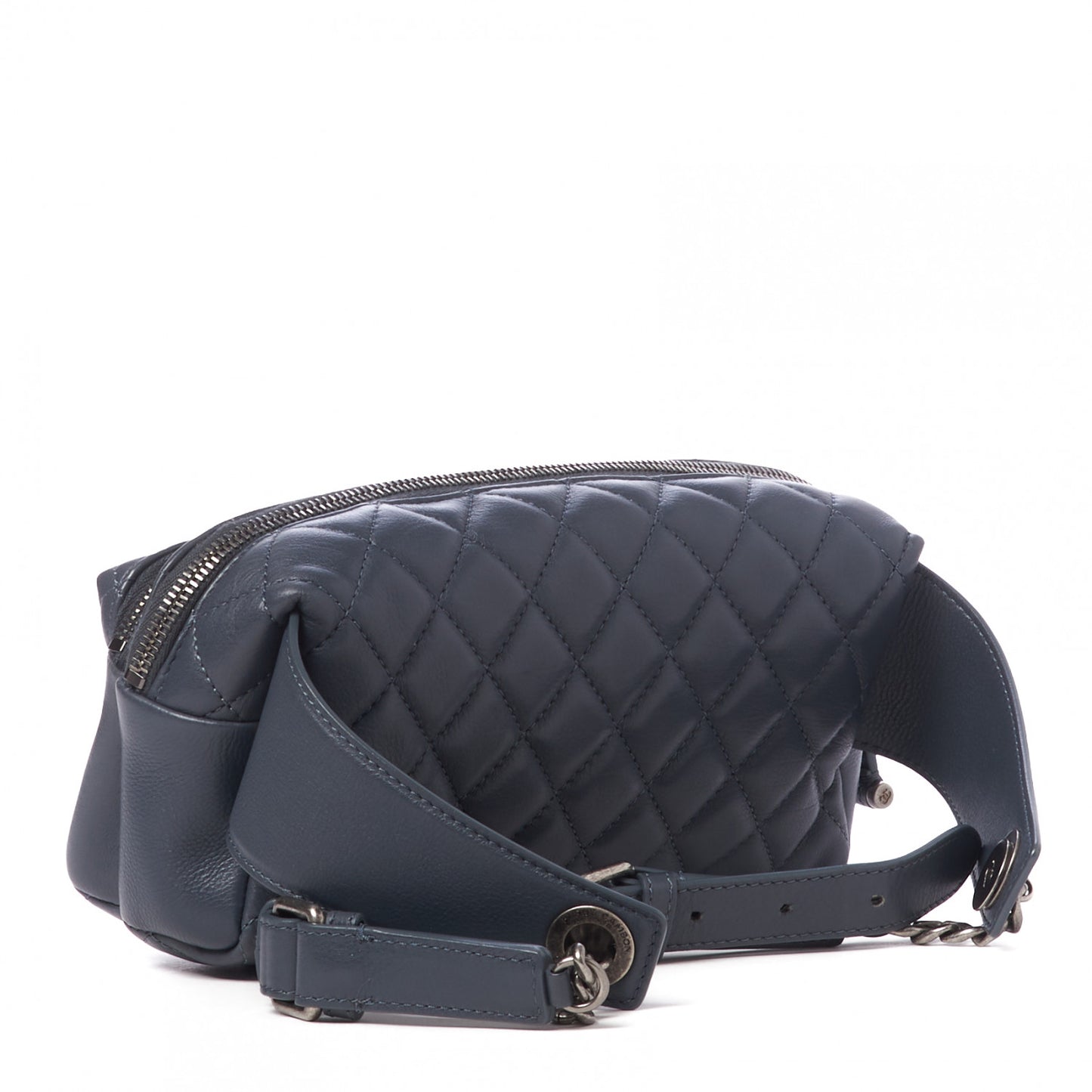 Calfskin Quilted Waist Bag Blue