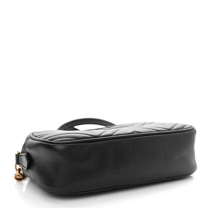Gucci Calfskin Matelasse Small GG Marmont Chain Shoulder Bag Black 4 of 13