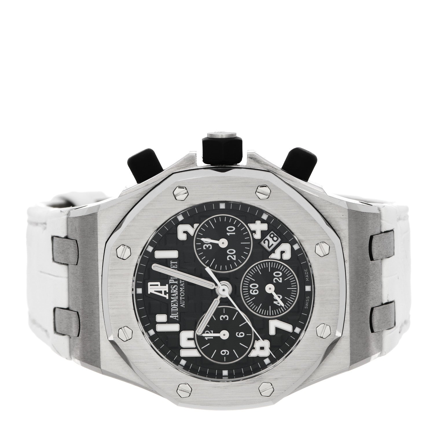 Audemars Piguet Stainless Steel Alligator 37mm Royal Oak Offshore Chronograph Automatic Watch Black 26283ST.OO.D002CA.01 2 of 5