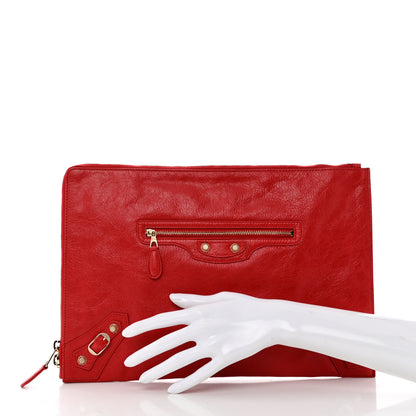Balenciaga Agneau Stadio Giant 12 Gold Hardware Pouch Rouge Cardinal 2 of 7