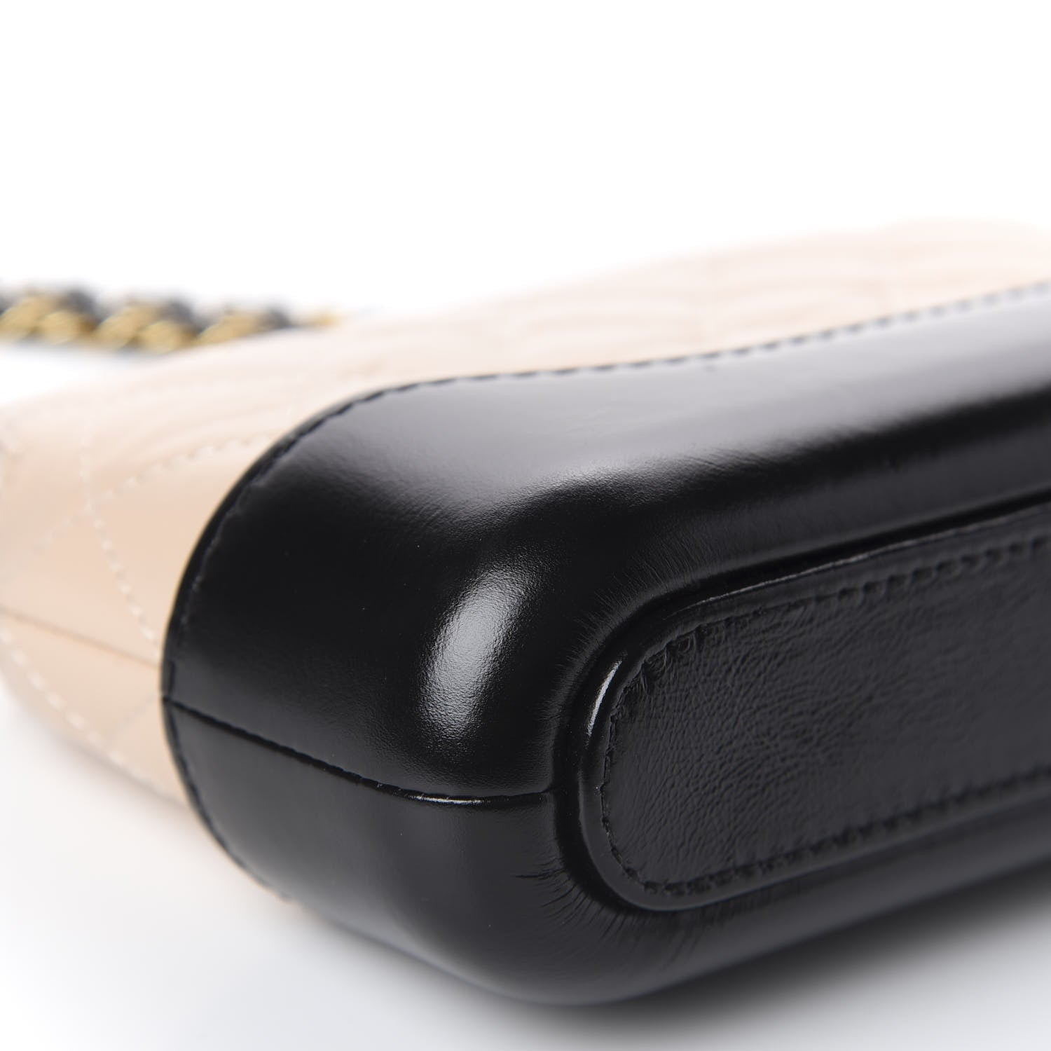 Chanel Aged Calfskin Quilted Small Gabrielle Clutch With Chain Beige Black 5 of 10