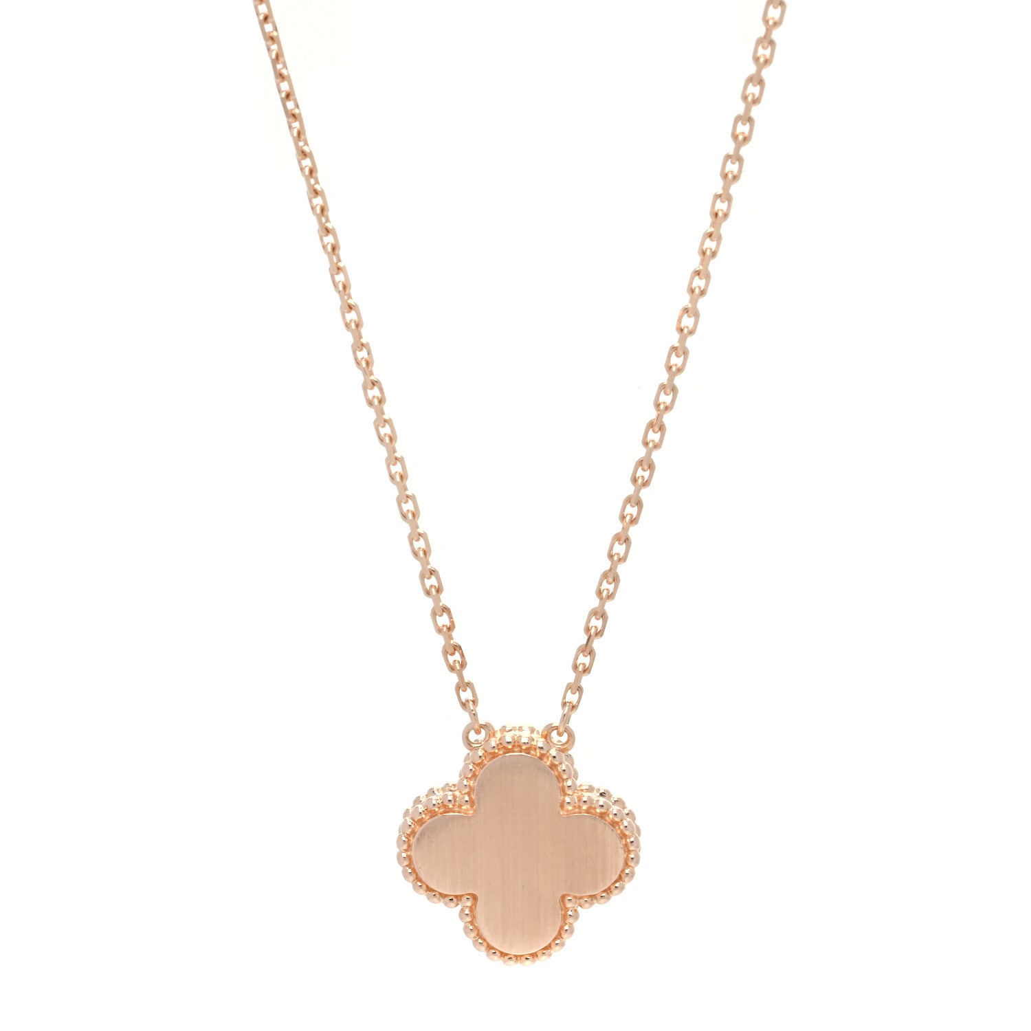 Van Cleef & Arpels 18K Rose Gold Diamond Black Onyx Vintage Alhambra Pendant Necklace 4 of 8