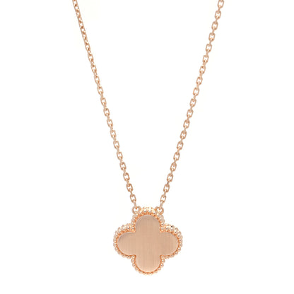 Van Cleef & Arpels 18K Rose Gold Diamond Black Onyx Vintage Alhambra Pendant Necklace 4 of 8