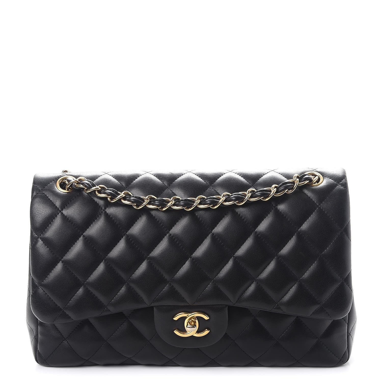 Chanel Lambskin Quilted Jumbo Double Flap Black 1 of 10
