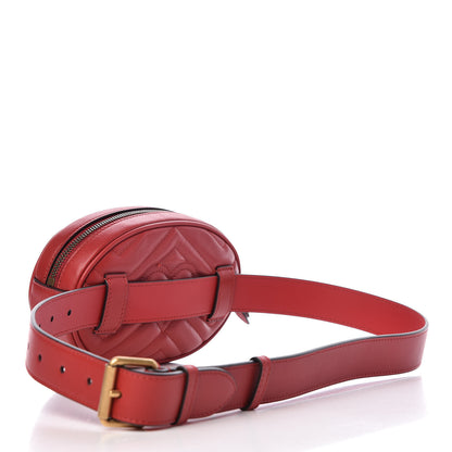Gucci Calfskin Matelasse GG Marmont Belt Bag 85 34 Hibiscus Red 3 of 10