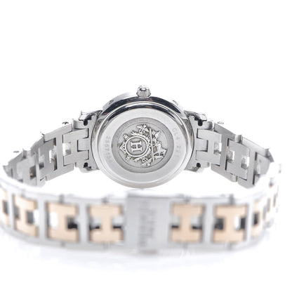 Hermes Stainless Steel Mother of Pearl 24mm Clipper Quartz Watch Rose Gold 4 of 5