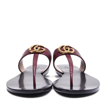 Gucci Calfskin GG Marmont Thong Sandals 39 Vintage Bordeaux 2 of 12