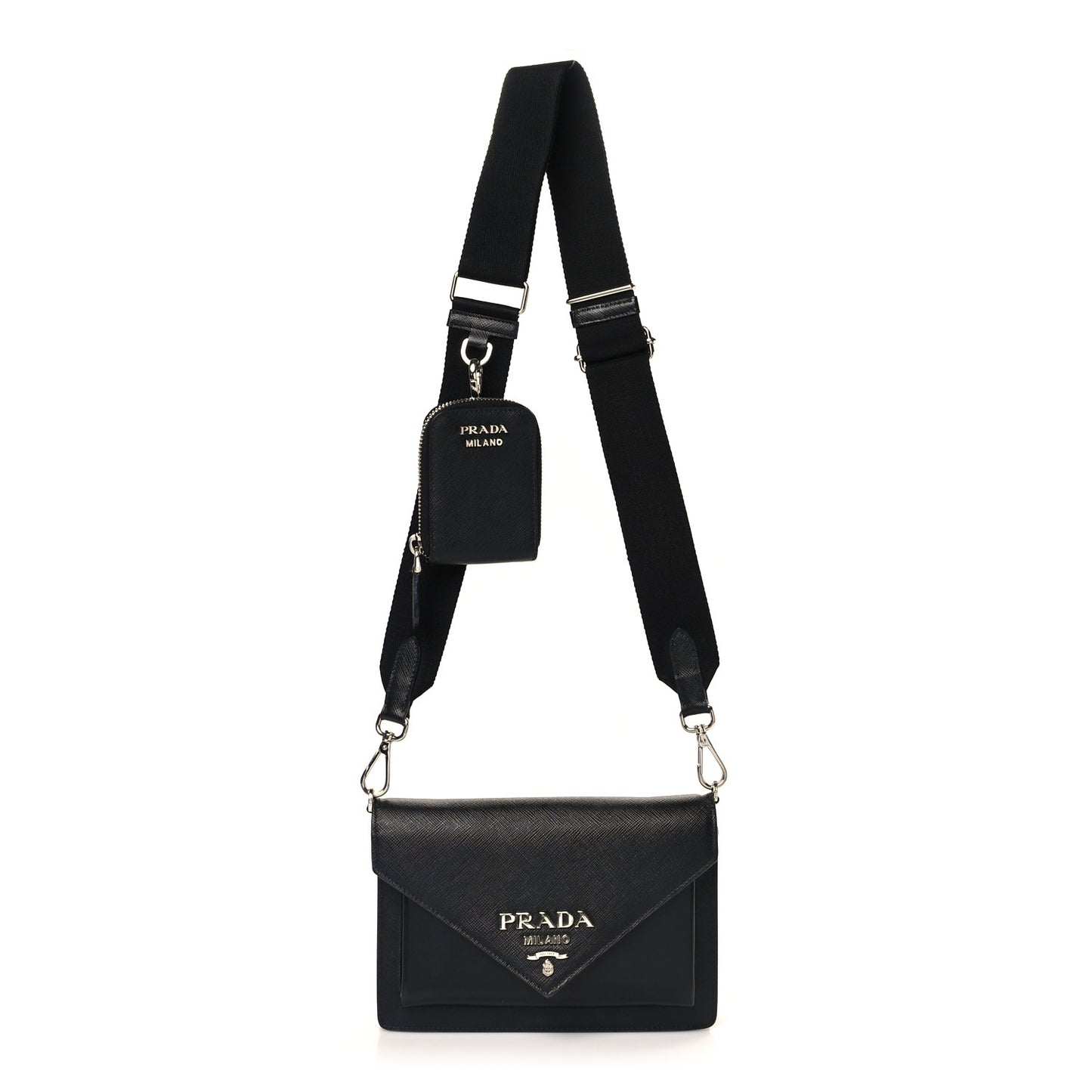 Saffiano City Calf Mini Envelope Bag Black