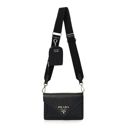 Prada Saffiano City Calf Mini Envelope Bag Black 1 of 8