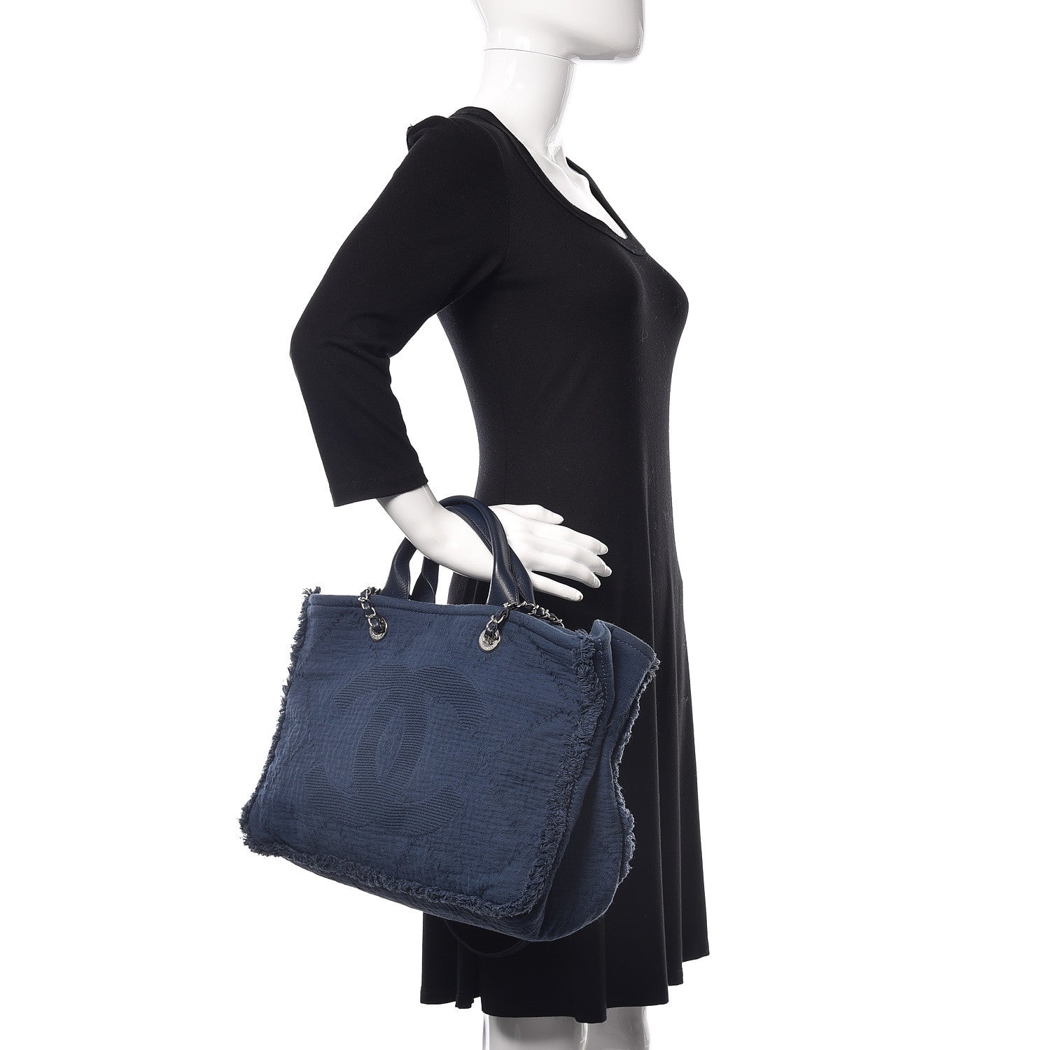 Chanel Canvas Large Double Face Shopping Tote Navy 3 of 11