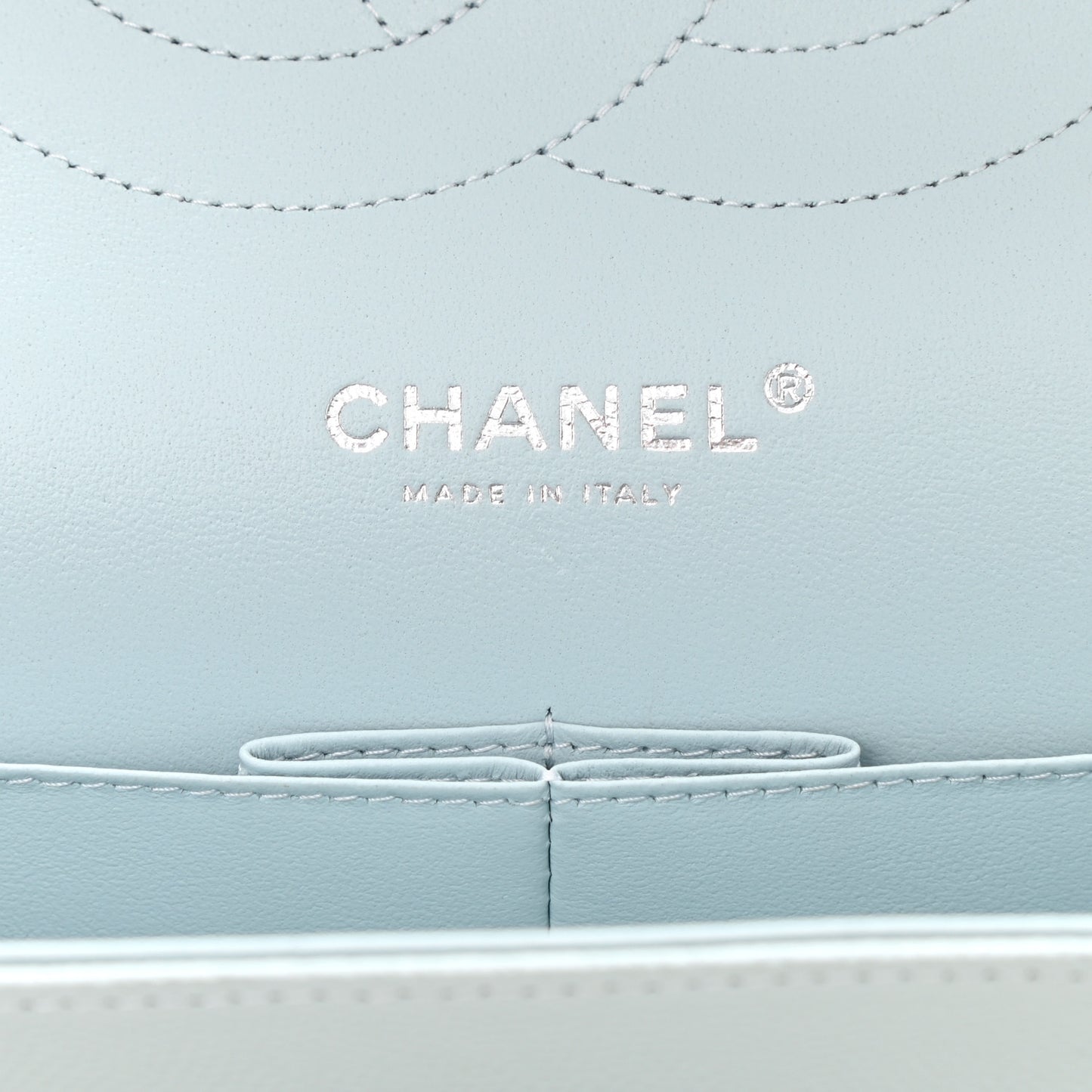 Caviar Quilted Jumbo Double Flap Light Blue