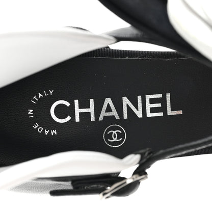 Chanel Lambskin Grosgrain Cap Toe Camellia Mary Jane Platform Pumps 38.5 Black 8 of 9