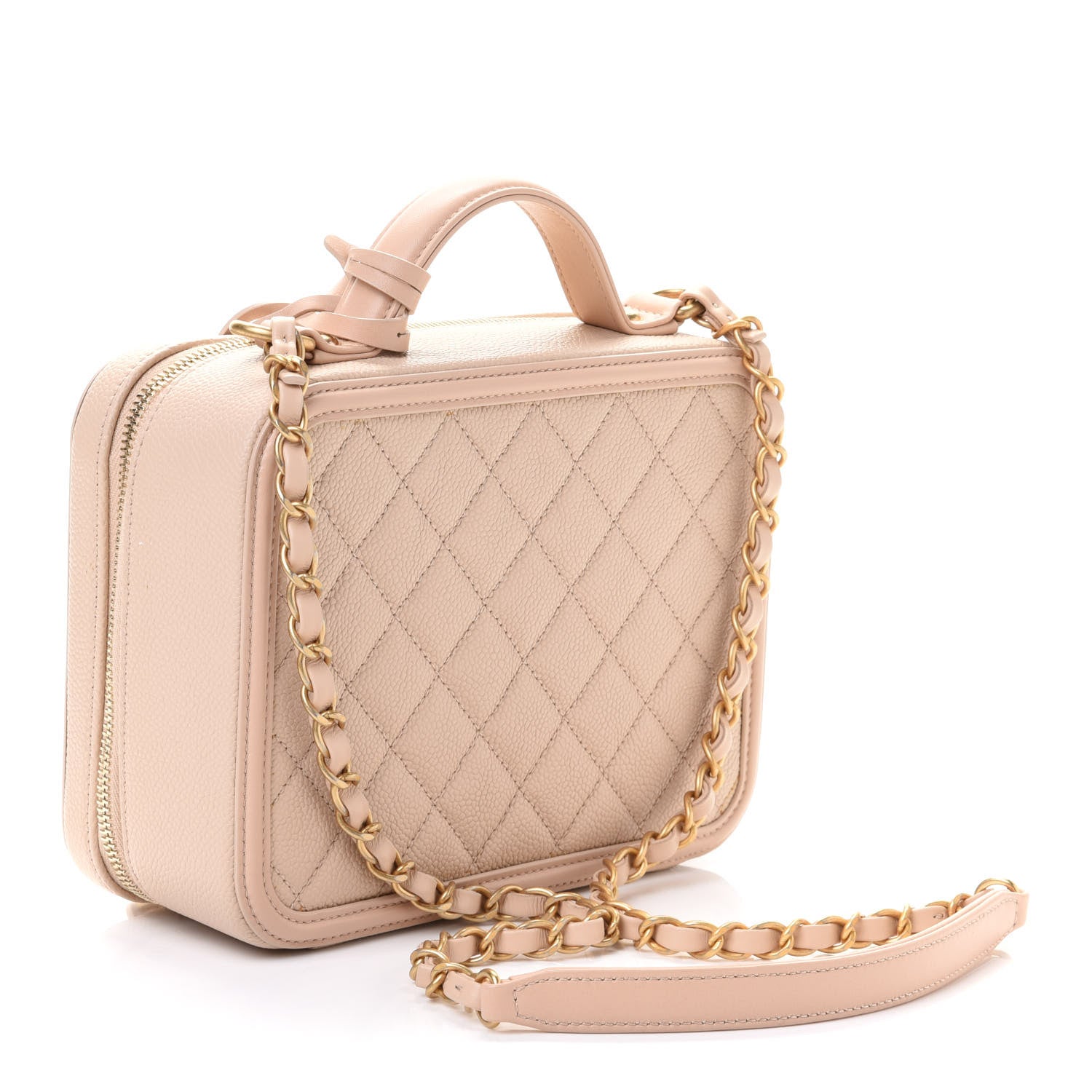 Chanel Caviar Quilted Medium CC Filigree Vanity Case Beige 3 of 10