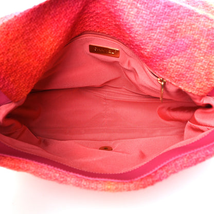 Chanel Tweed Quilted Maxi Chanel 19 Flap Coral Pink 4 of 8
