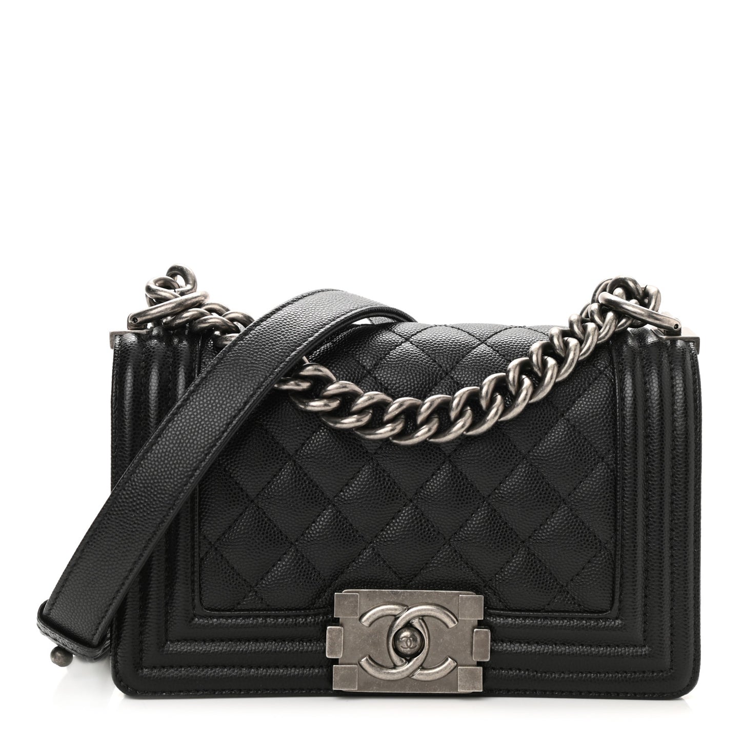 Caviar Quilted Small Boy Flap Black