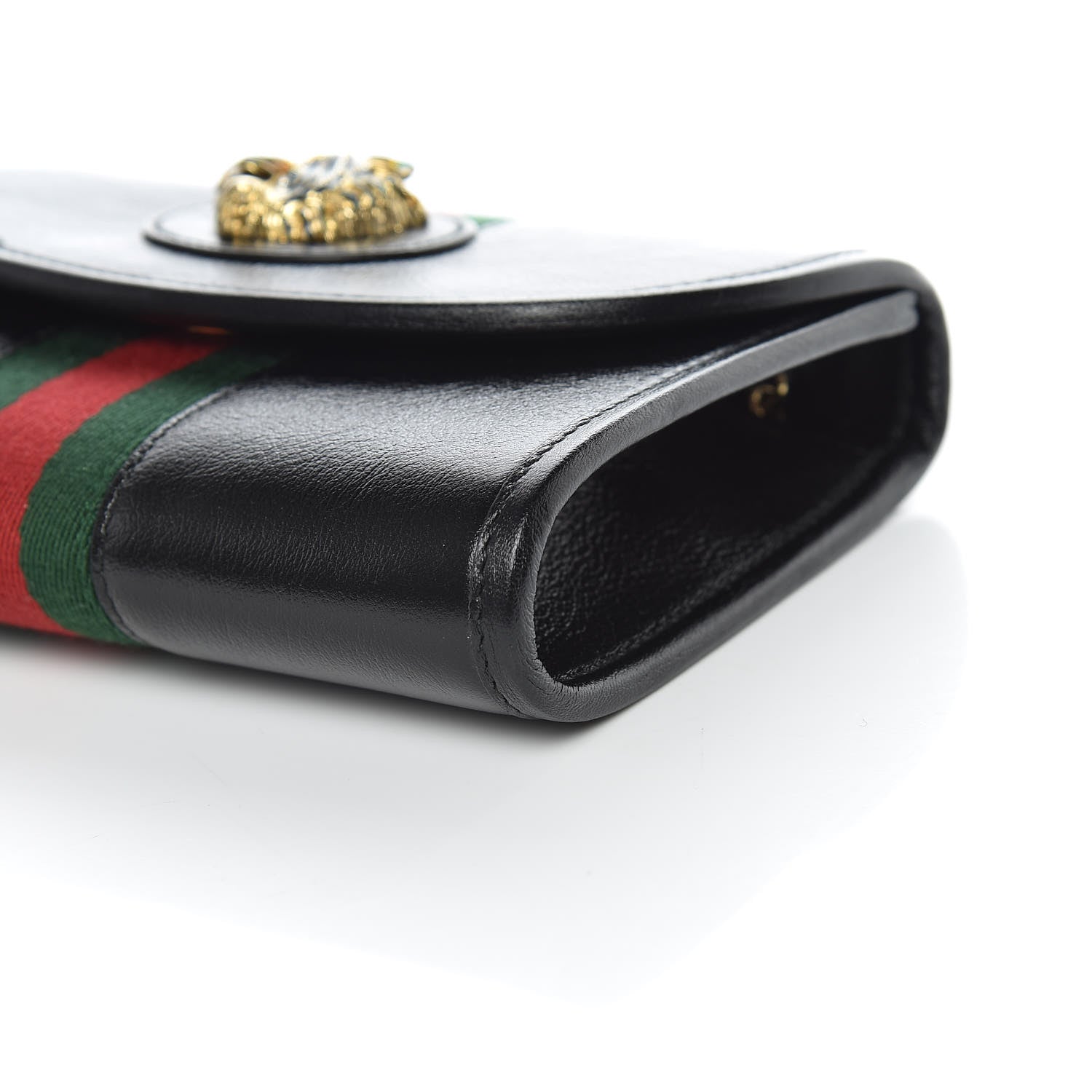 Gucci Textured Calfskin Web Mini Rajah Slim Flap Shoulder Bag Black 9 of 11