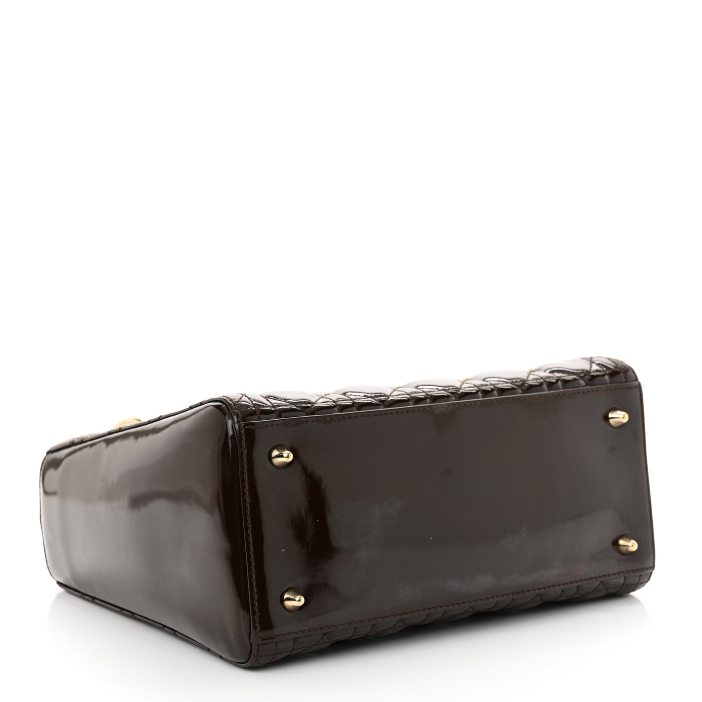 Patent Cannage Medium Lady Dior Dark Brown