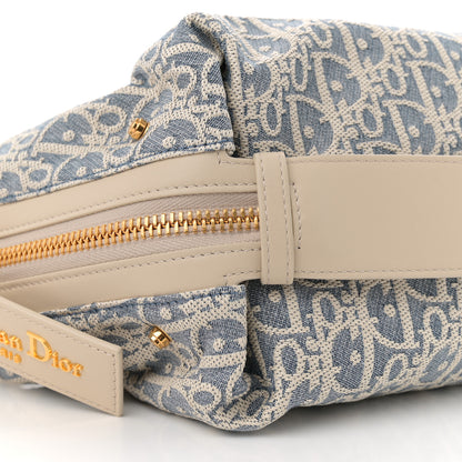 Christian Dior Oblique Chambray Raffia Effect Smooth Calfskin Small D-Journey Bag Blue Light Biscuit 9 of 11