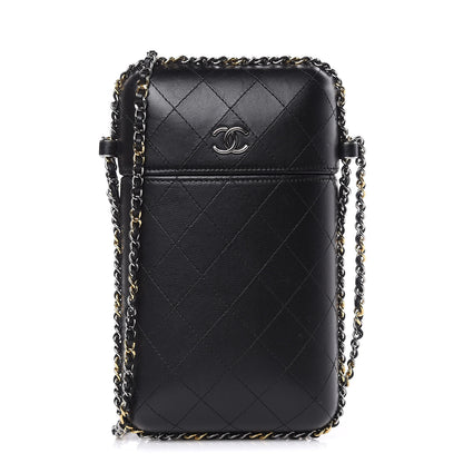 Chanel Lambskin Quilted Chain Around Phone Holder Black 1 of 9