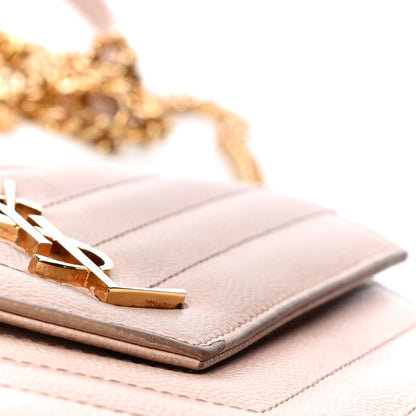 Saint Laurent Grain De Poudre Matelasse Chevron Monogram Envelope Chain Wallet Nude Powder 27 of 30