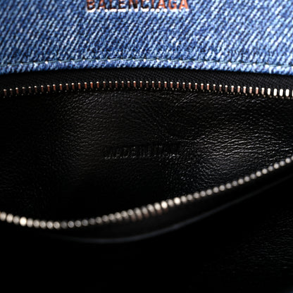 Balenciaga Nappa Denim Printed Small Hourglass Top Handle Bag Denim Blue 8 of 13