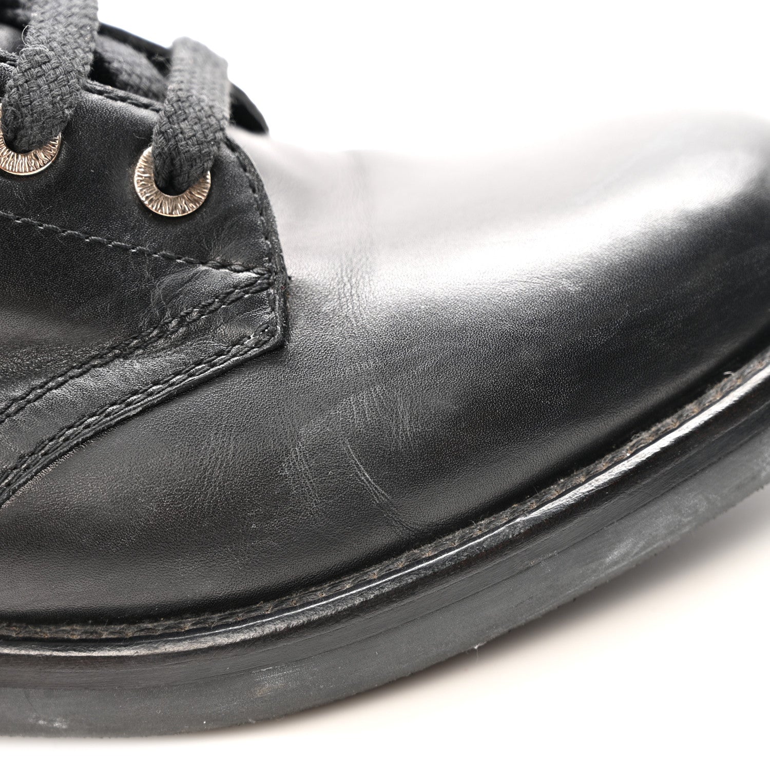 Chanel Calfskin Lace Up Combat Boots  39.5 Black 10 of 13