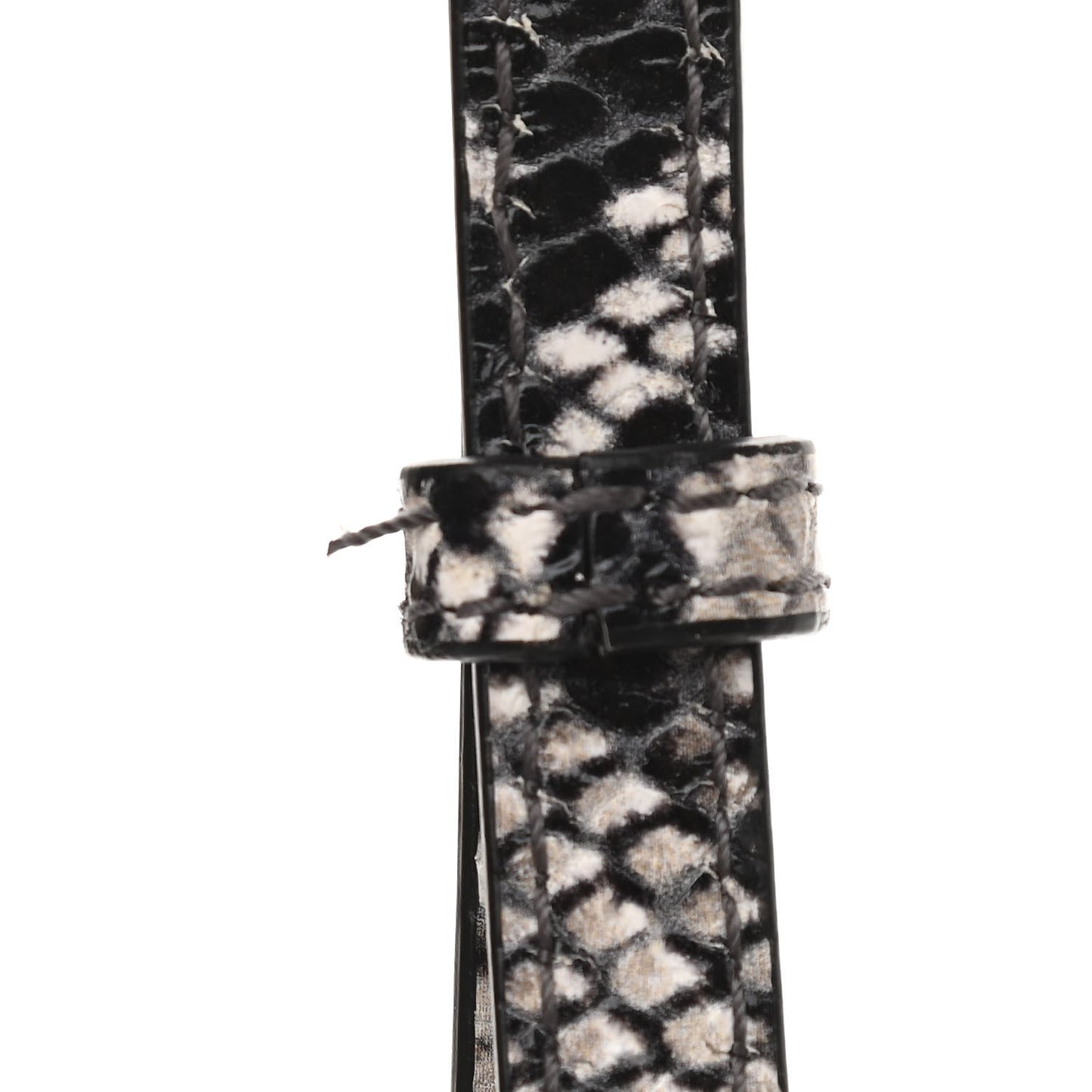 Calfskin Snake Effect Small Hourglass Top Handle Bag Black White