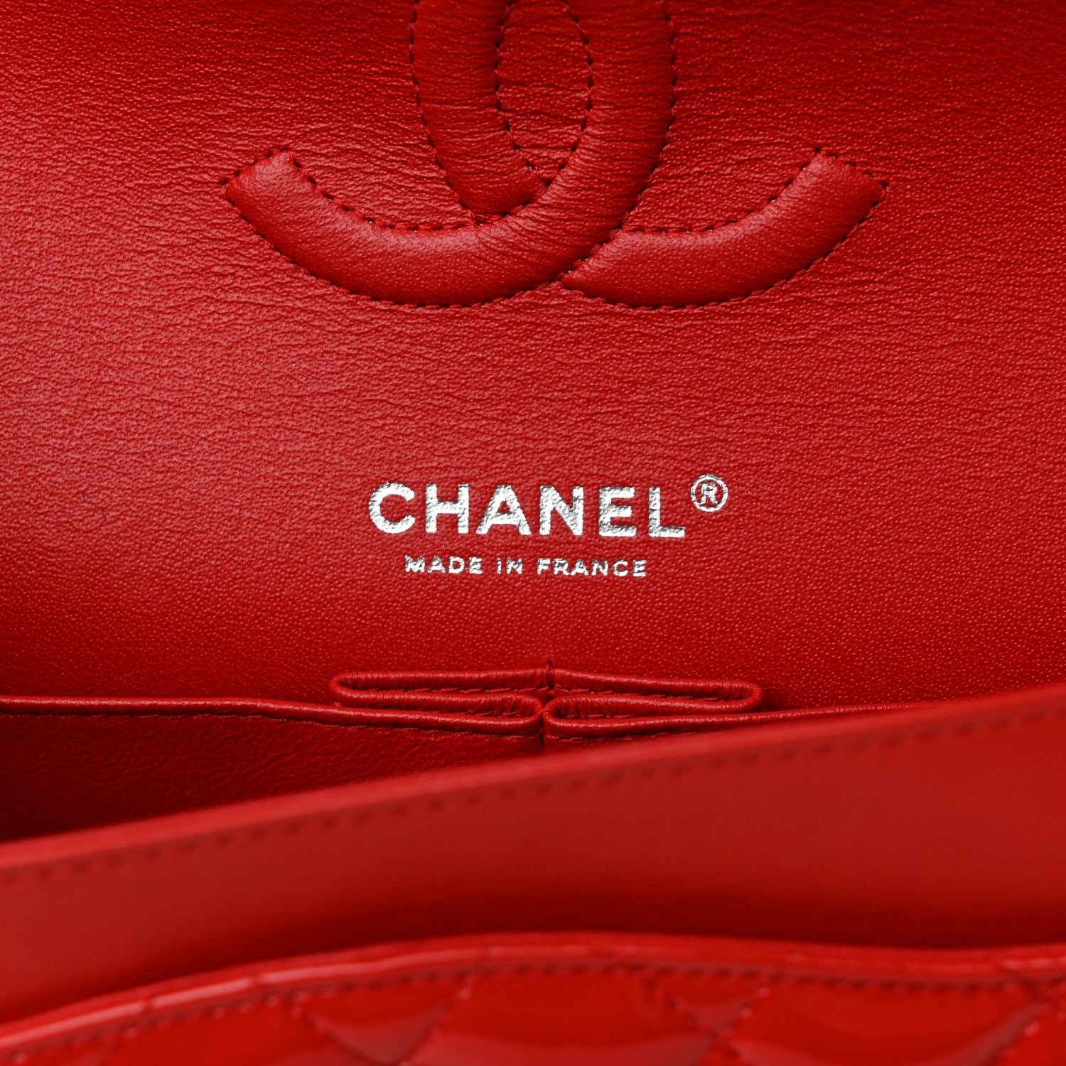 Chanel Patent Calfskin Quilted Bi-Color Medium Double Flap Red Black 6 of 10