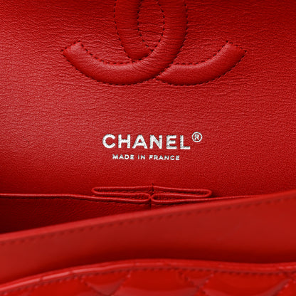 Chanel Patent Calfskin Quilted Bi-Color Medium Double Flap Red Black 6 of 10