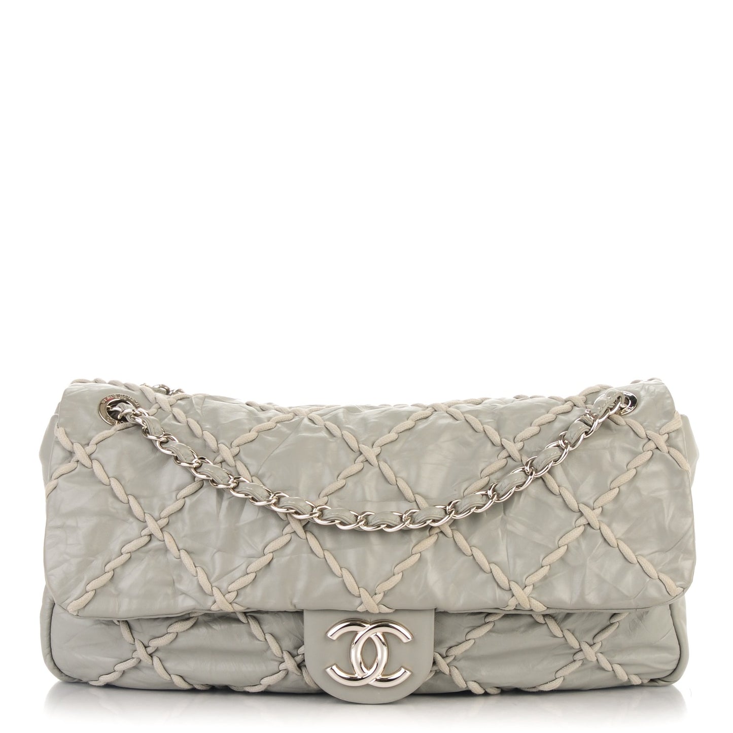 Calfskin Ultra Stitch Oversized Flap Grey