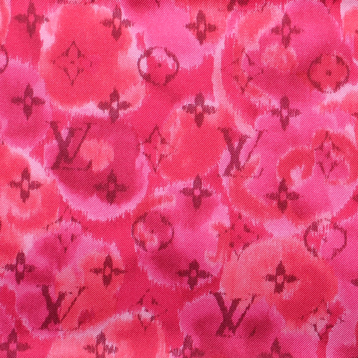 Louis Vuitton Silk Monogram Ikat Summer Square Scarf Rose Indien 1 of 5