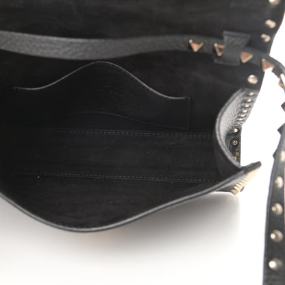 Valentino Garavani Pebbled Calfskin Medium Rockstud Flip Lock Crossbody Bag Black 5 of 13