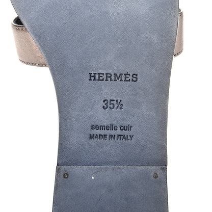 Hermes Metallic Calfskin Oran Sandals 35.5 Mordore 8 of 9