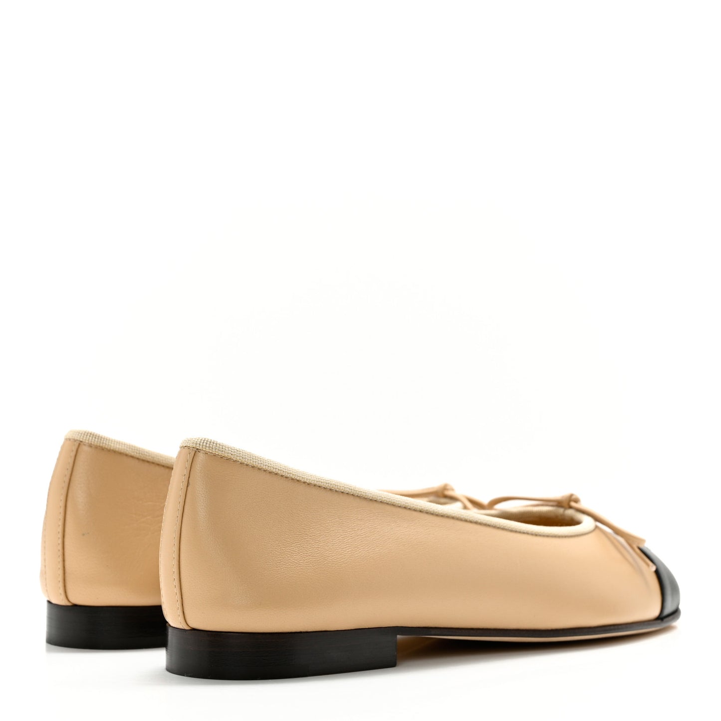 Lambskin Cap Toe CC Ballerina Flats 37.5 Beige Black