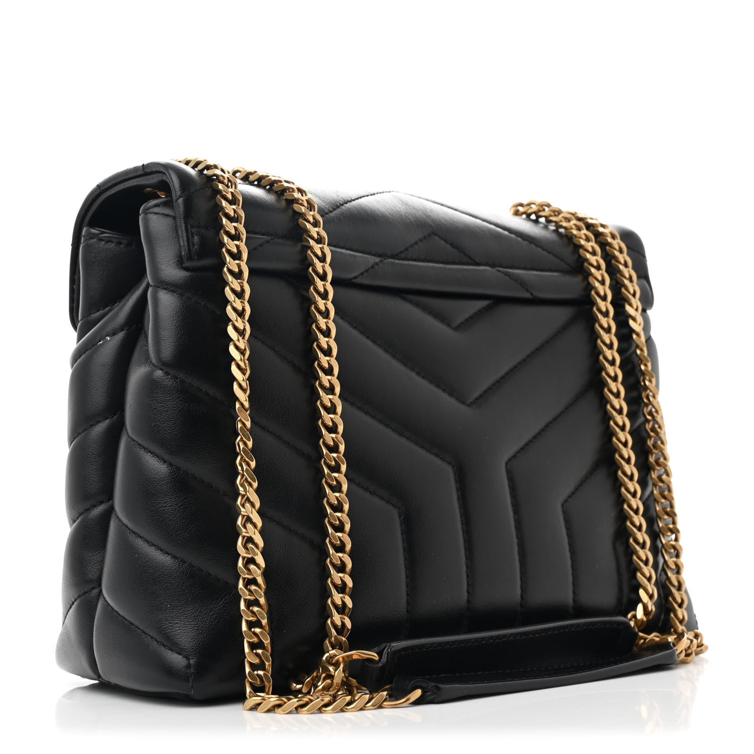 Saint Laurent Calfskin Y Quilted Monogram Small Loulou Chain Satchel Black 3 of 12
